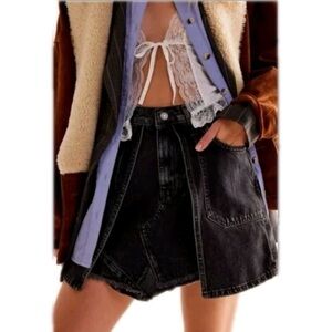 Free People We The Free Bare With Me Denim Mini Skirt Women’s Black Size 24